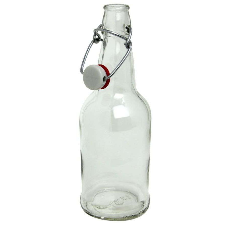 Decanter Glass Bottle with White Cap, 16 oz