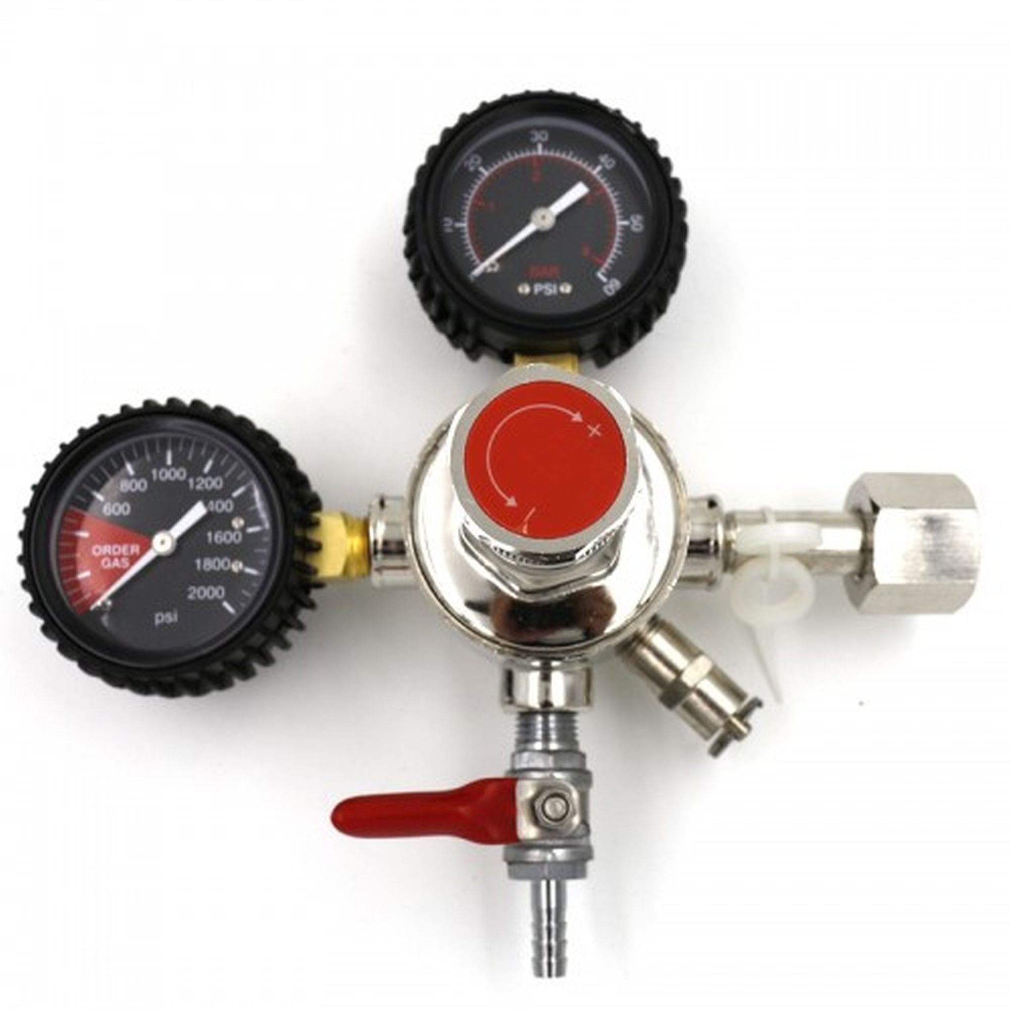 CO2 Primary Regulator, Dual Gauge with Covers, 5/16" Hose Barb